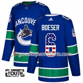 Vancouver Canucks Brock Boeser 6 Adidas 2017-2018 Blauw USA Flag Fashion Authentic Shirt - Kinderen